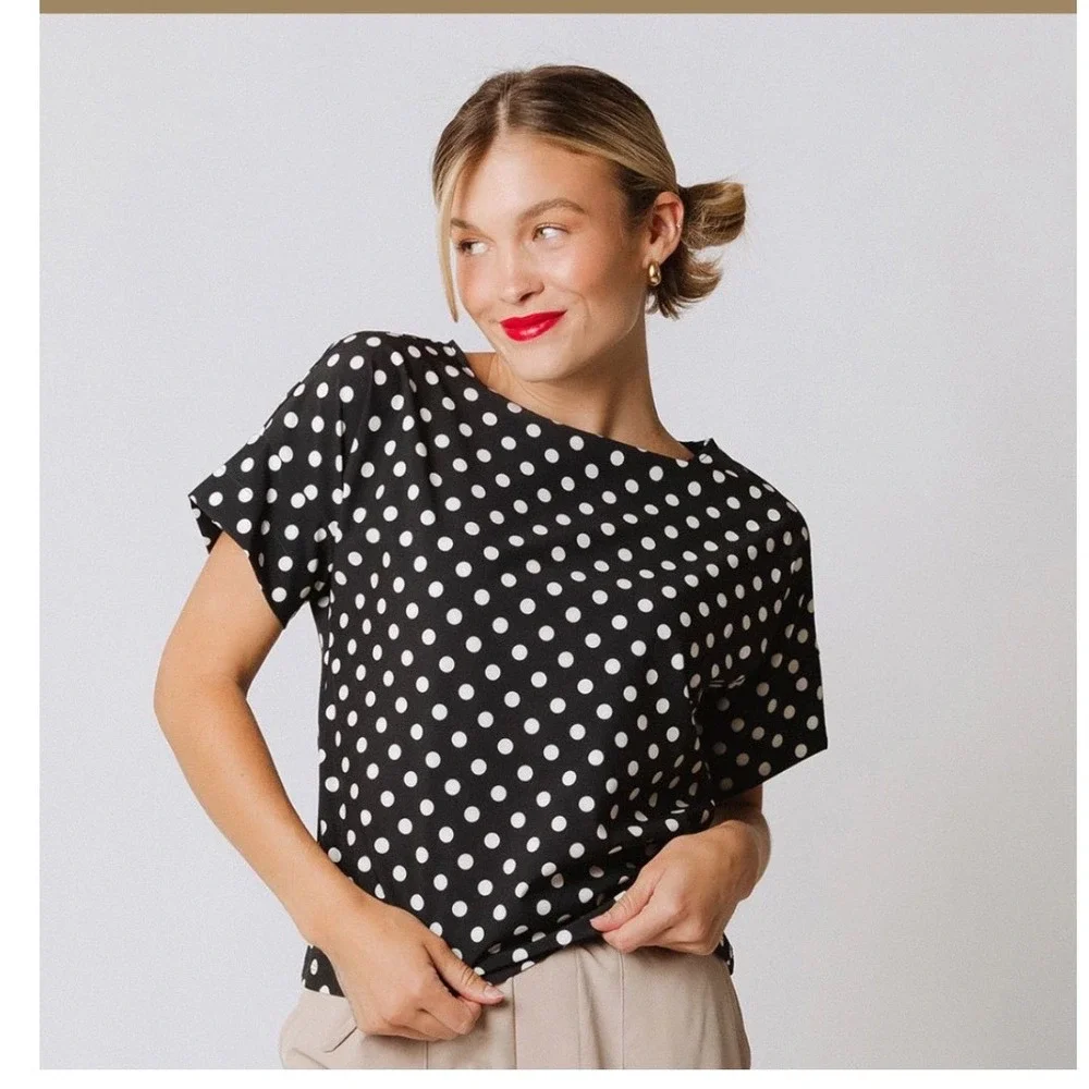 ALBION BOSS TEE‎ BLACK POLKA DOT Size XS